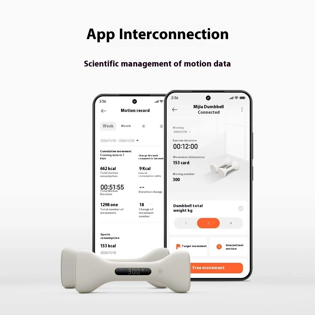 (image for) XIAOMI Mijia Smart Dumbbell 1kg*2 with LED Screen Display Track Your Workouts Efficiently Professional Guidance via APP Adjustable Weight Blocks